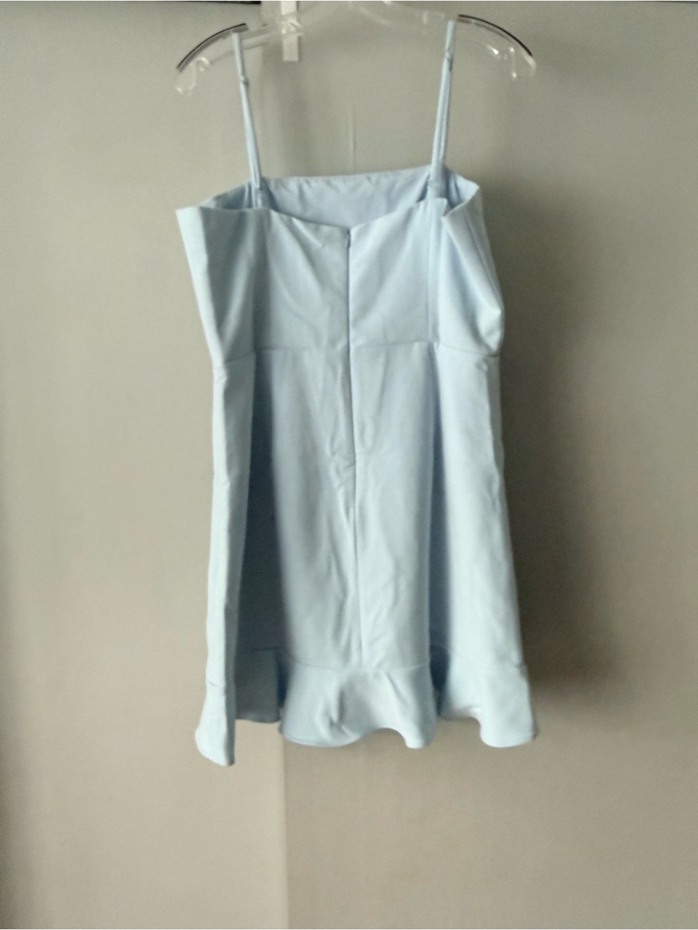 New Light Blue Spaghetti Strap Ruffle-Hem Dress - Picture 3 of 5